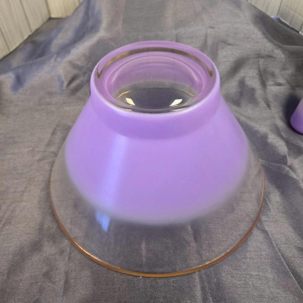 Vtg Anchor Hocking Purple Blendo  Purple Glass Salad Bowl‎ Cruets Shakers Retro